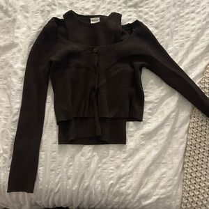 Abercrombie Size Small Brown Cardigan and High Nick Tank, Sweater Set